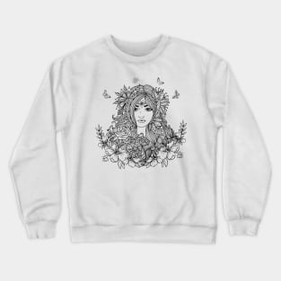 Flower Girl with Butterflies Crewneck Sweatshirt